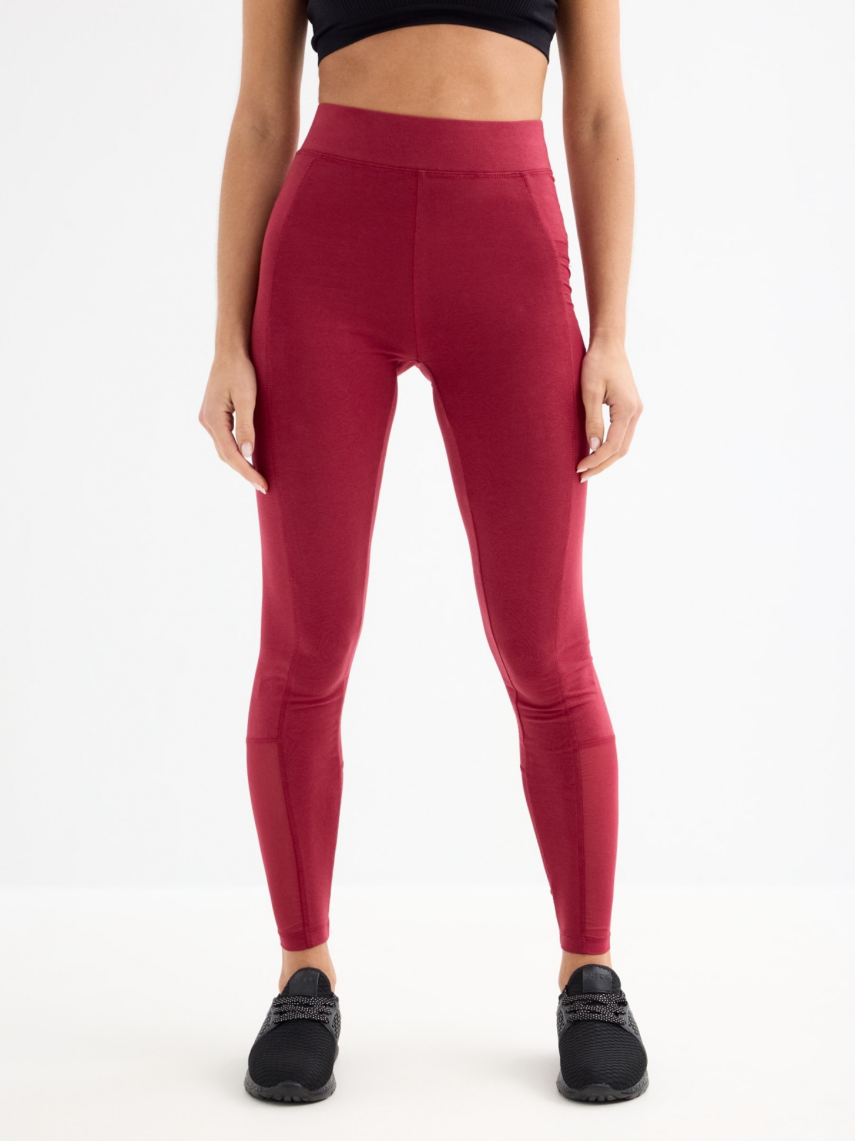 Leggings with pocket garnet middle front view