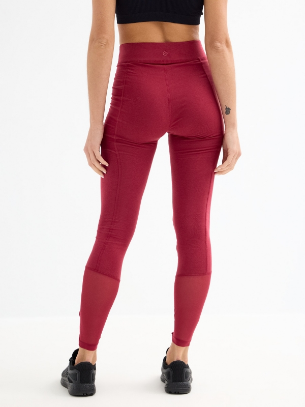 Leggings with pocket garnet middle back view