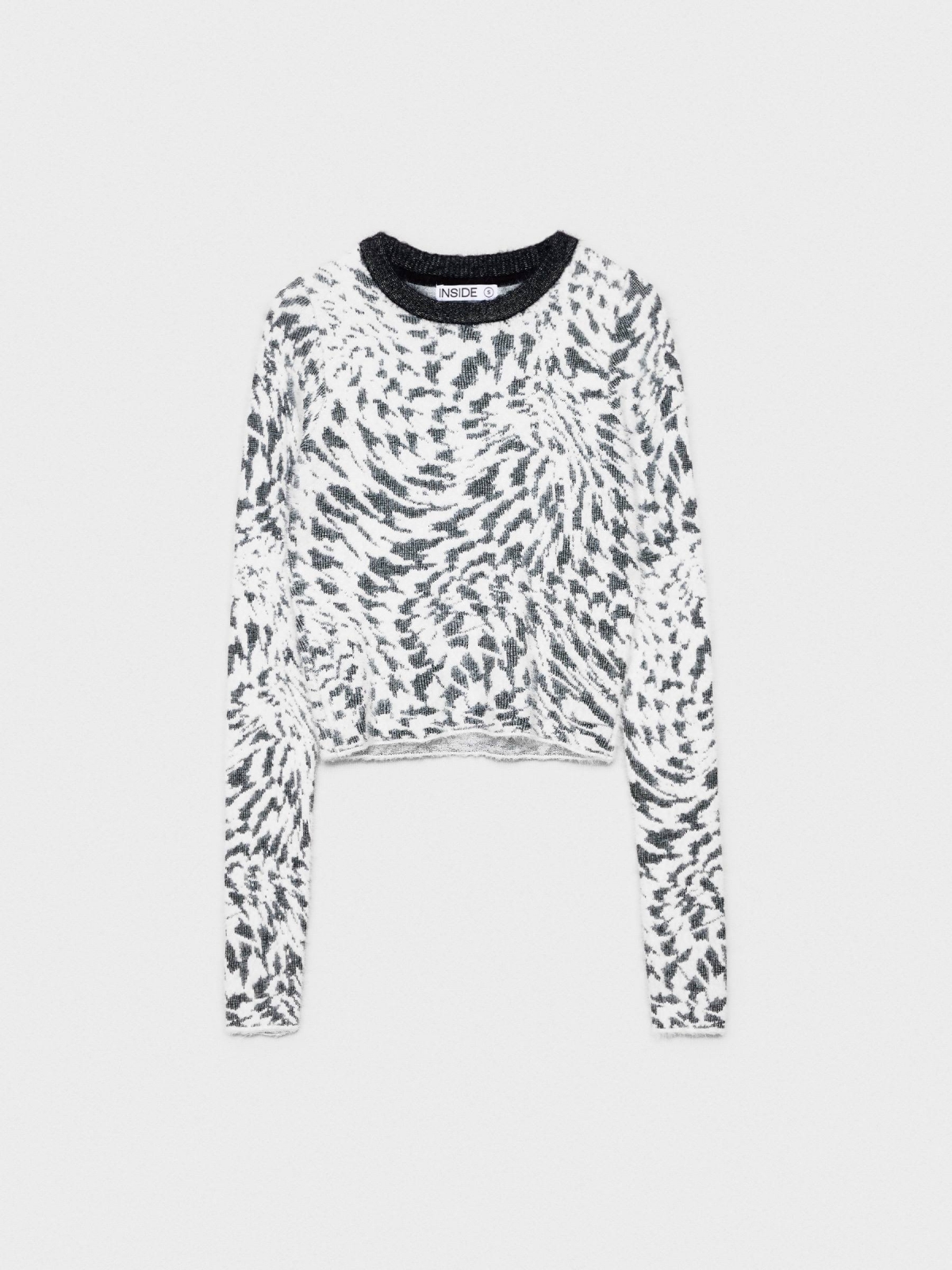  Psychedelic jacquard crop sweater black/beige front view