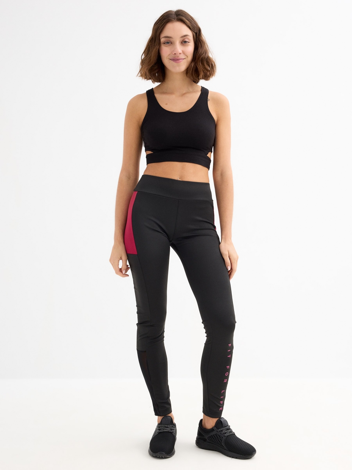 Leggings Fit For Life preto vista geral frontal