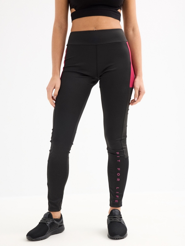 Leggings Fit For Life preto vista meia frontal