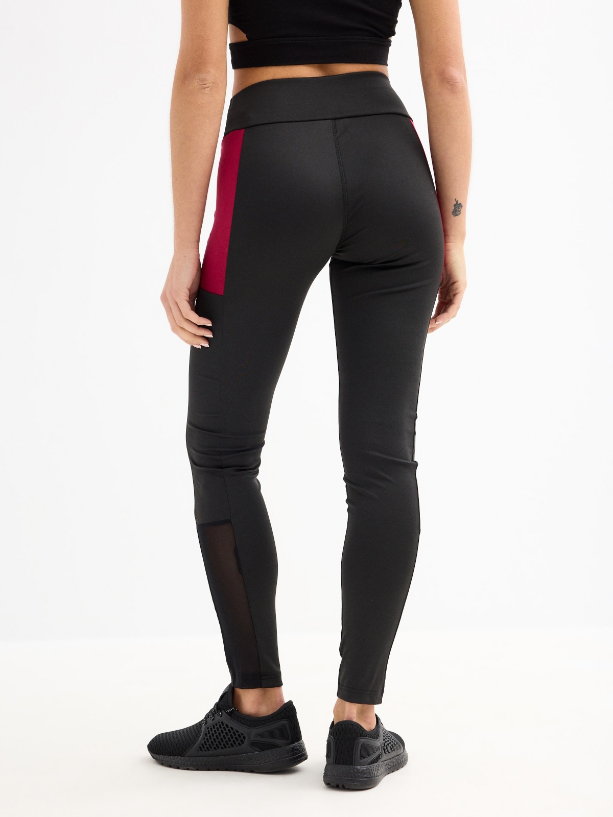 Leggings Fit For Life preto vista meia traseira