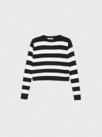 %Pto% Striped crop sweater black front view