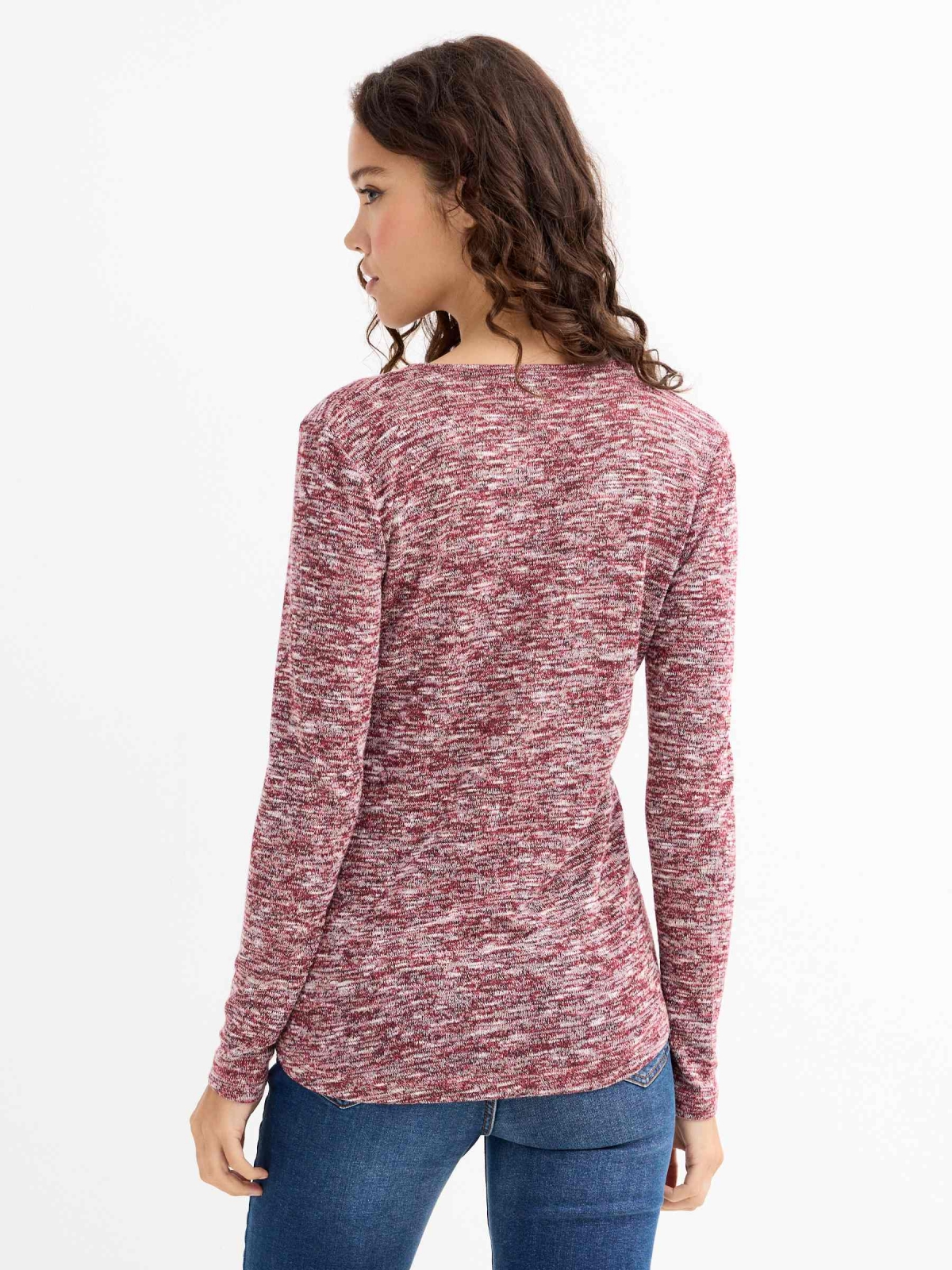 Marbled T-shirt with zipper garnet middle back view