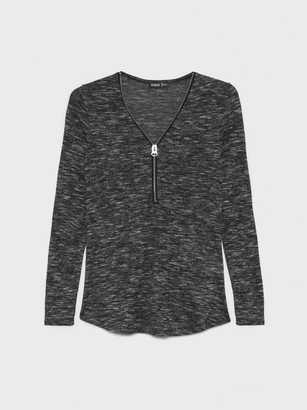  Marbled T-shirt with zipper dark grey front view