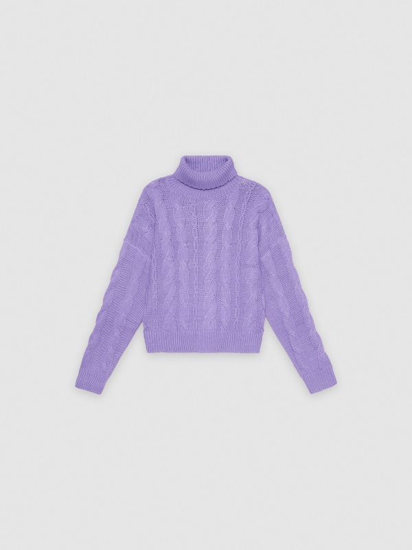  Sweater turn-down collar eights lilac front view