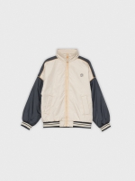 %Pto% Colour block jacket and graphic navy front view