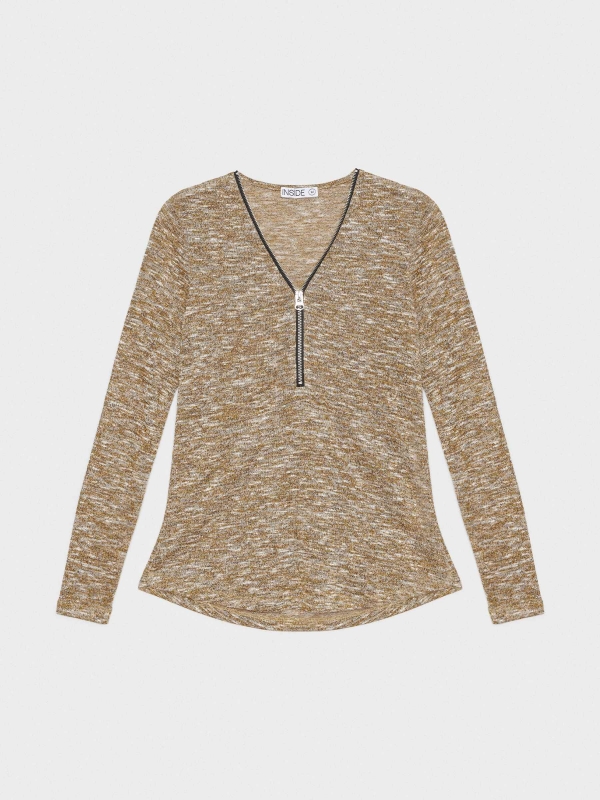  Marbled T-shirt with zipper yellow front view