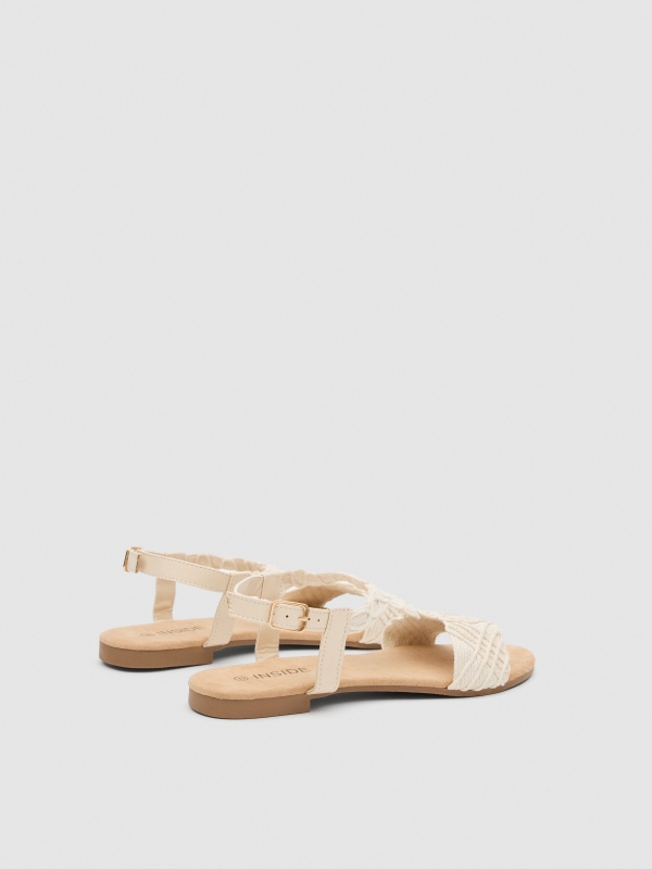 Macrame sandal off white 45º back view