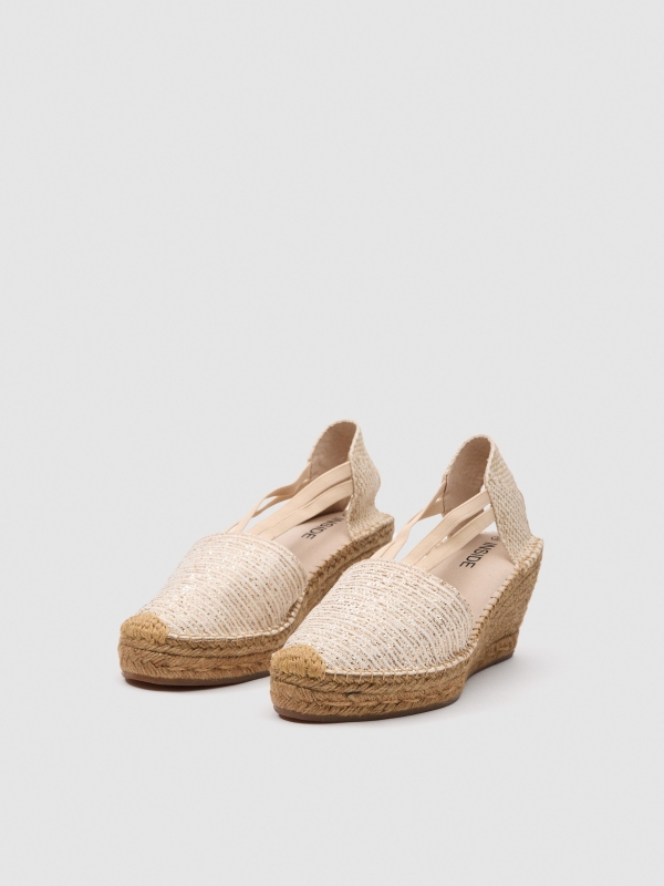 Glitter espadrilles off white 45º front view