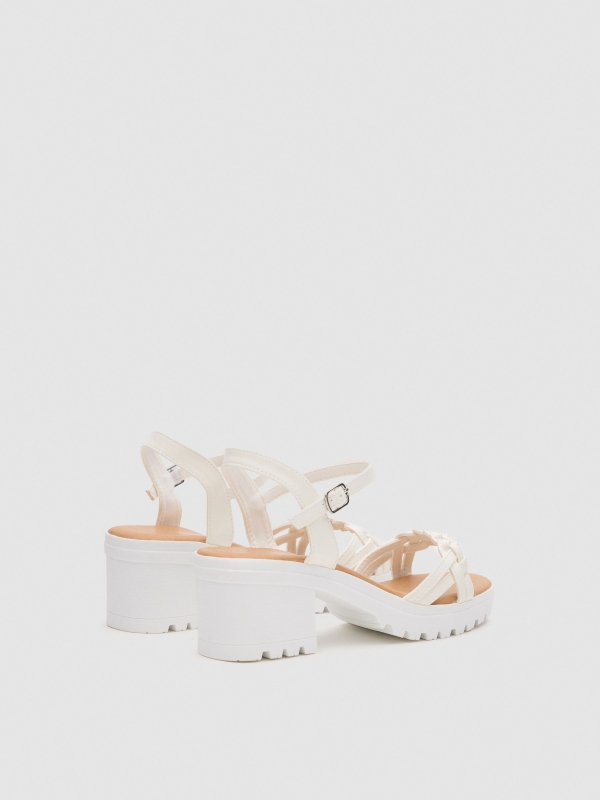 Braided straps sandal white 45º back view