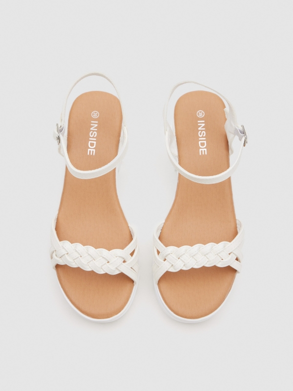 Braided straps sandal white detail view