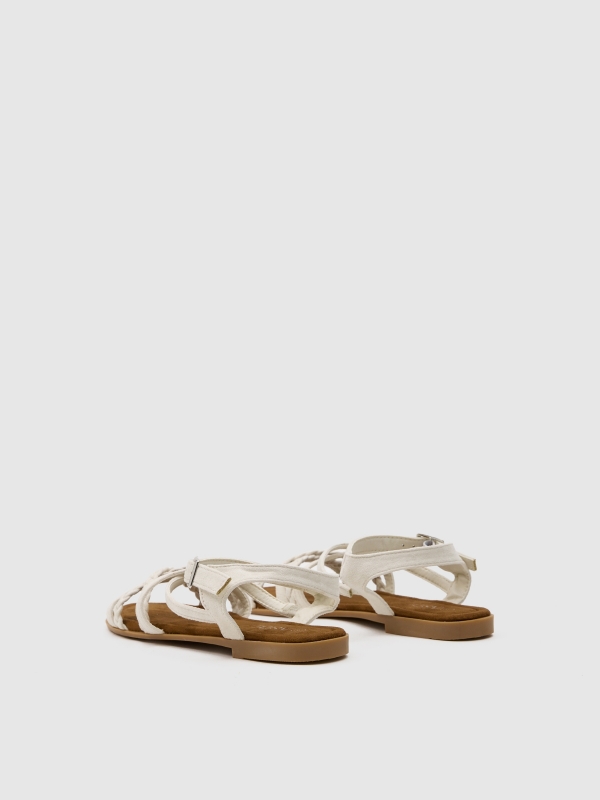 Braided straps sandal off white 45º back view