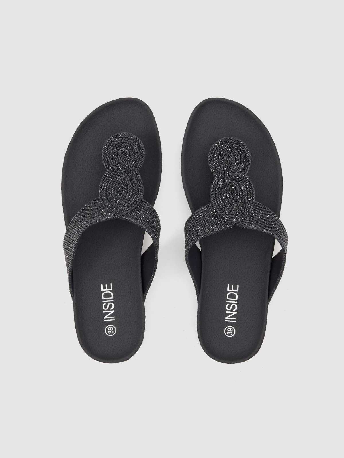 Glitter thong sandal black zenithal view