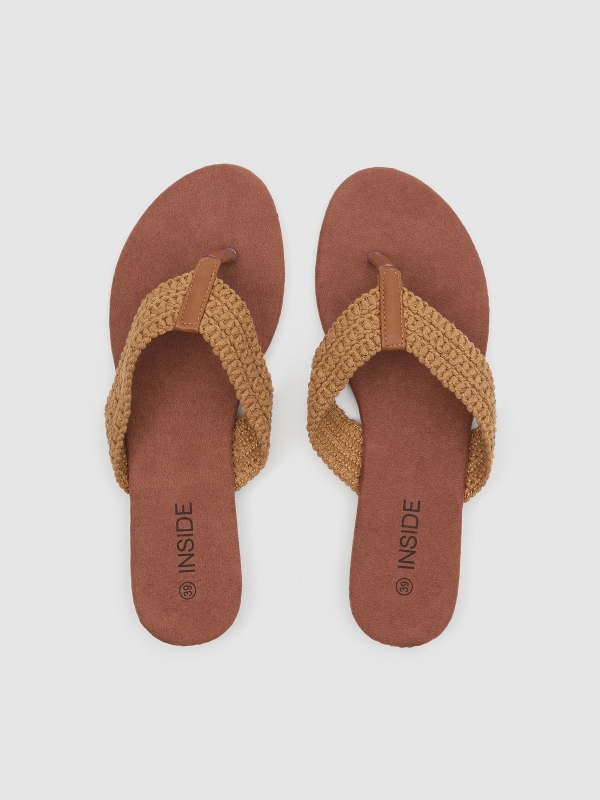 Brocade flat sandal light brown zenithal view