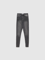 %Pto% Jeans skinny tiro alto desgastados negro vista frontal