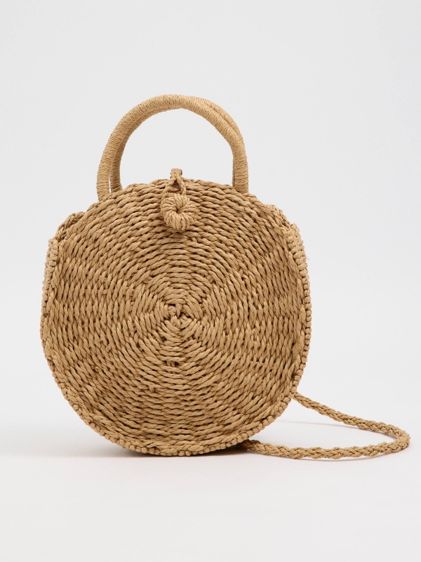 Round raffia shoulder bag cinnamon