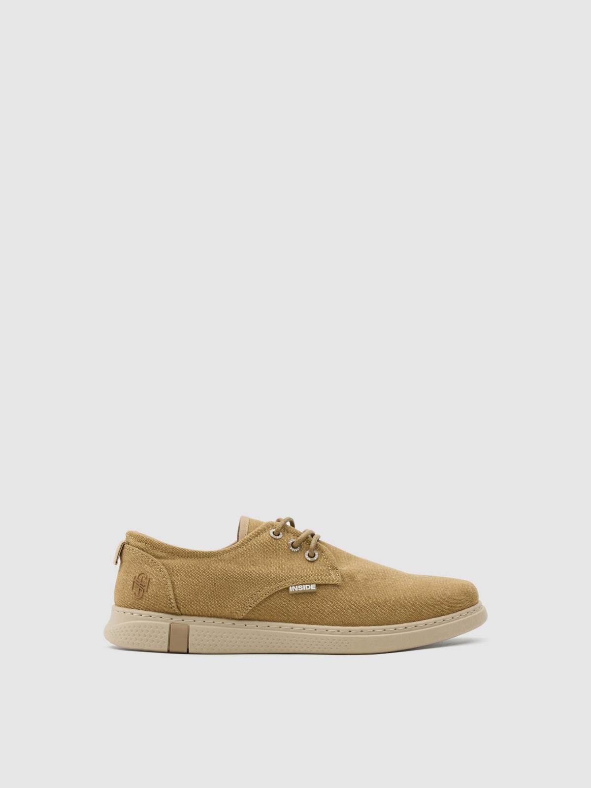 Canvas trainer with cream sole