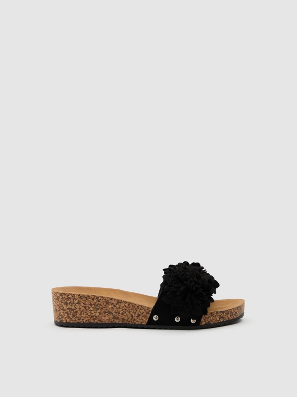 Flower wedge black/beige