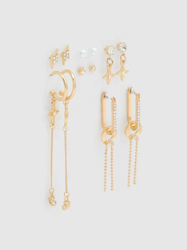 Set of 6 golden earrings