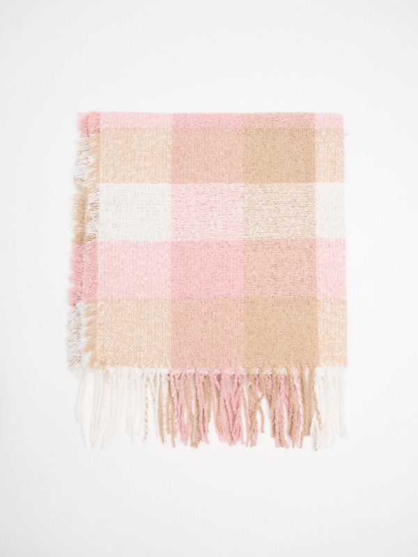 Pink and beige checkered scarf