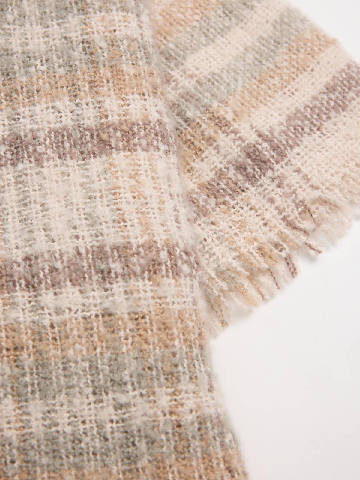 Beige striped poncho scarf beige detail view