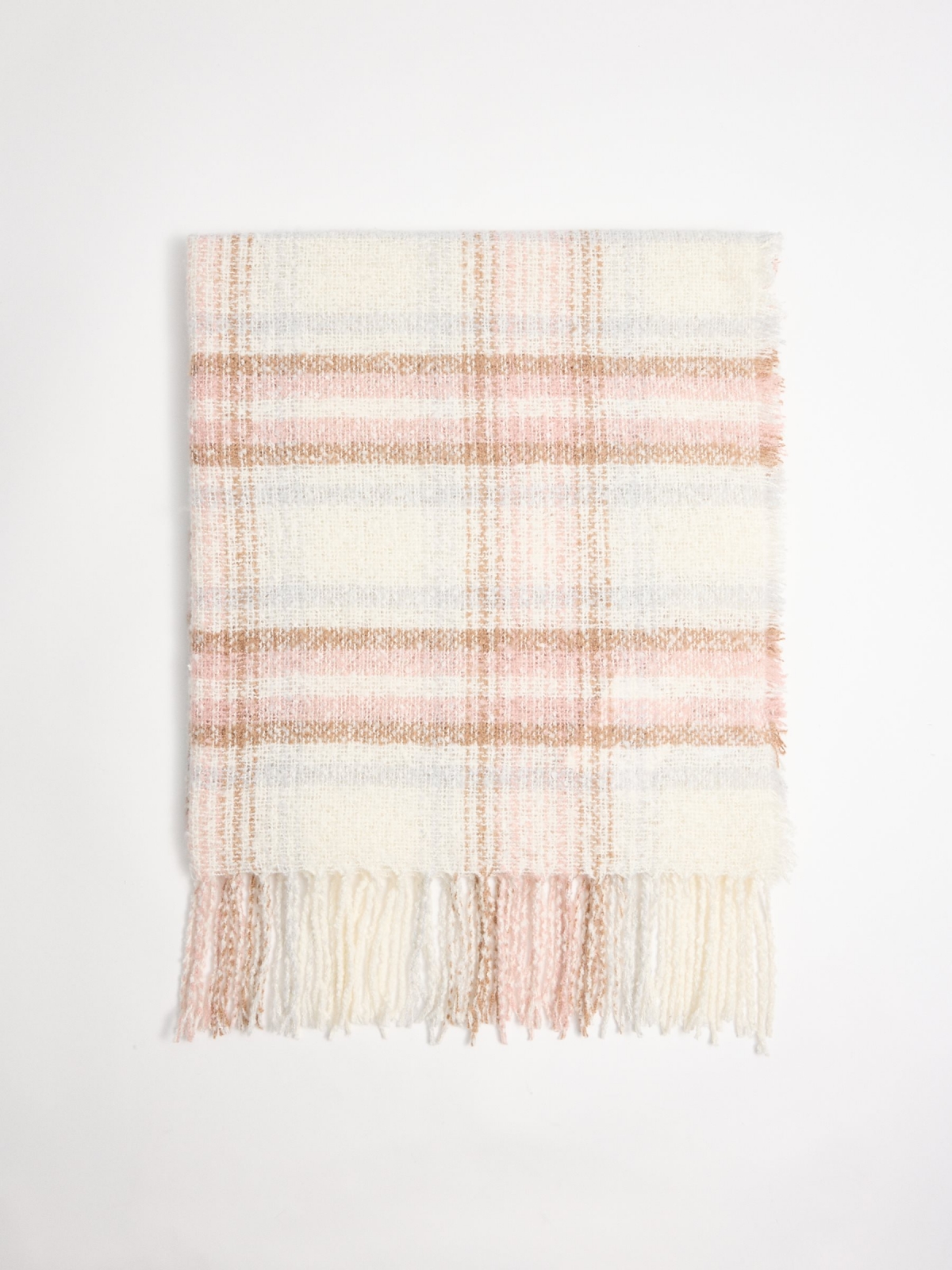 Plaid fringe scarf