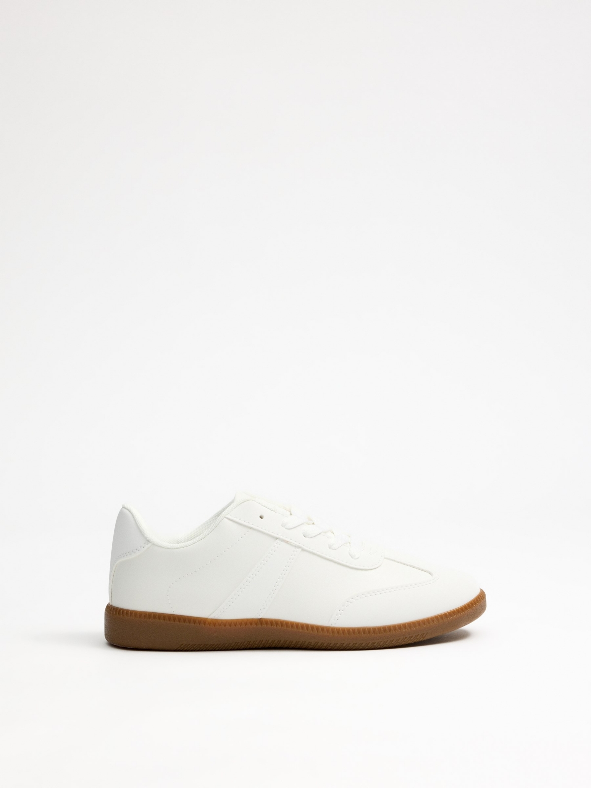 White retro low-top sneakers white profile view