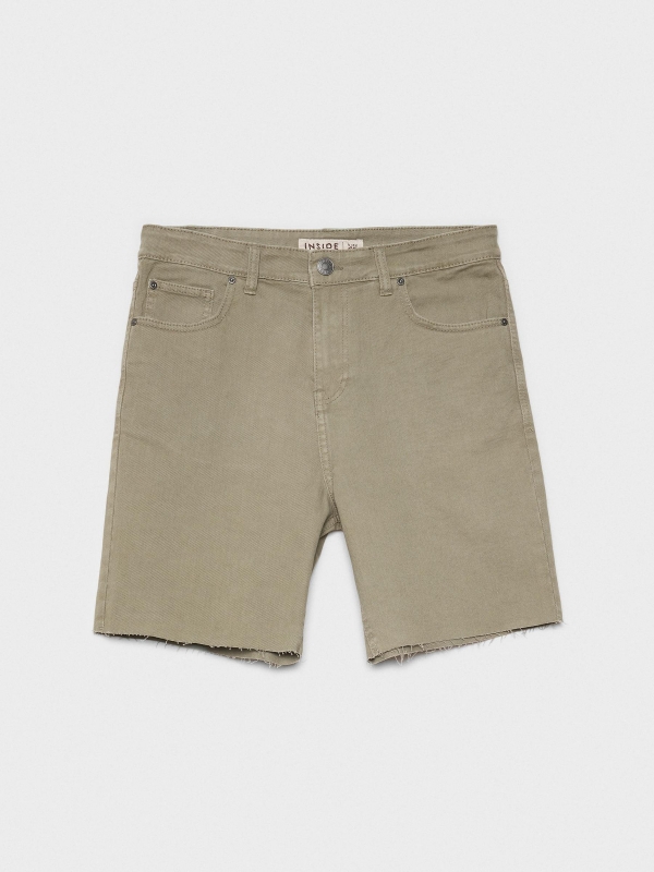  Five-pocket denim bermuda shorts khaki