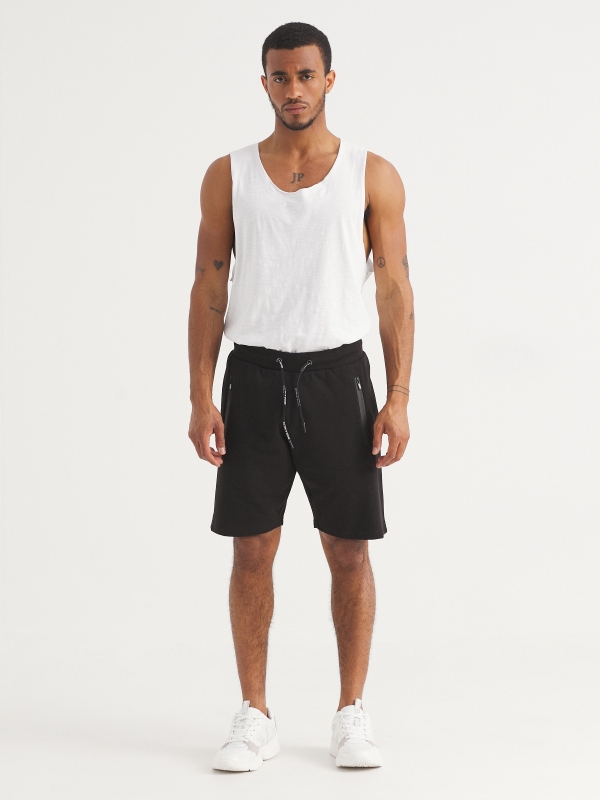Bermuda jogger painéis combinado preto