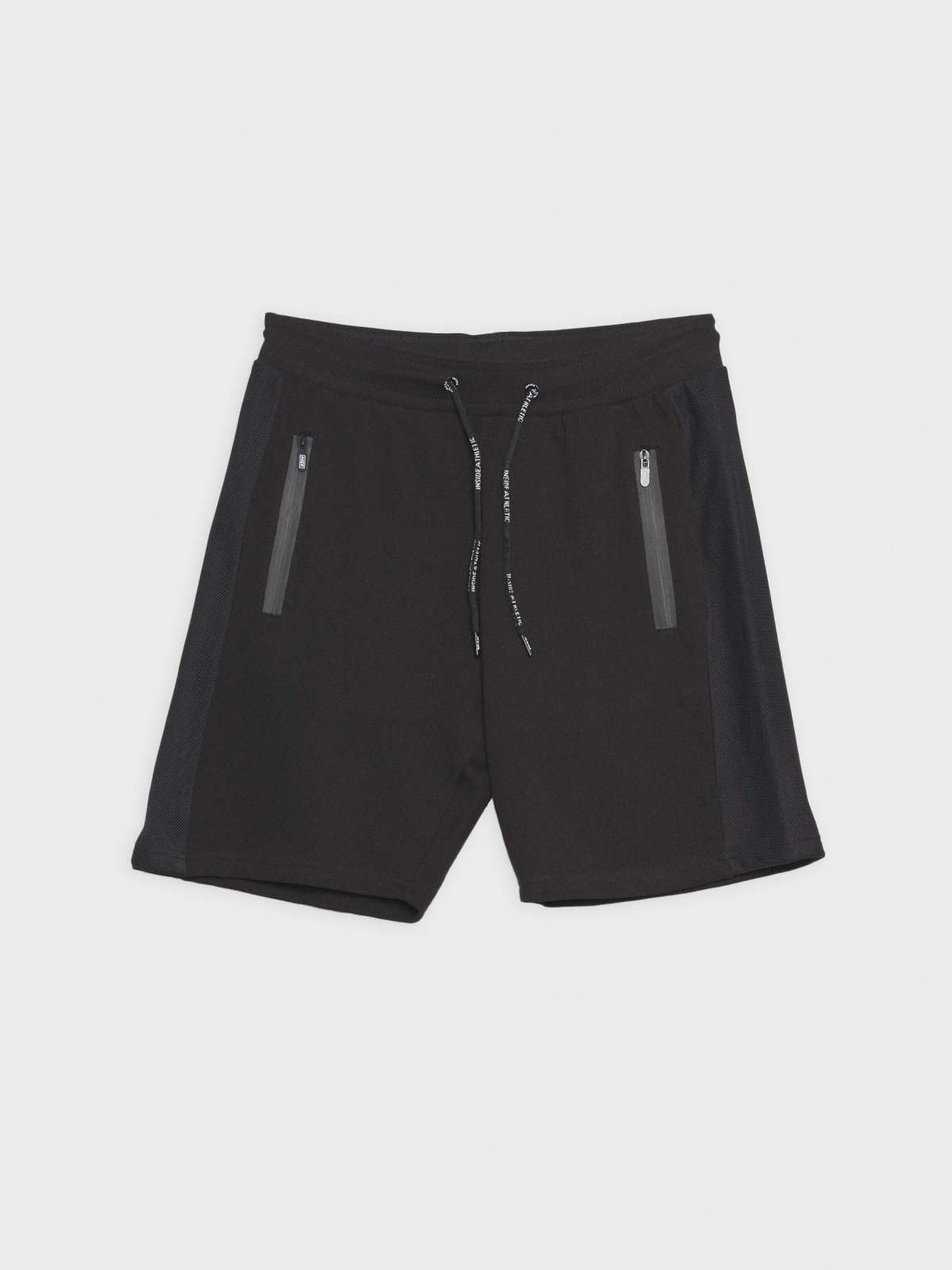 Bermuda jogger painéis combinado preto
