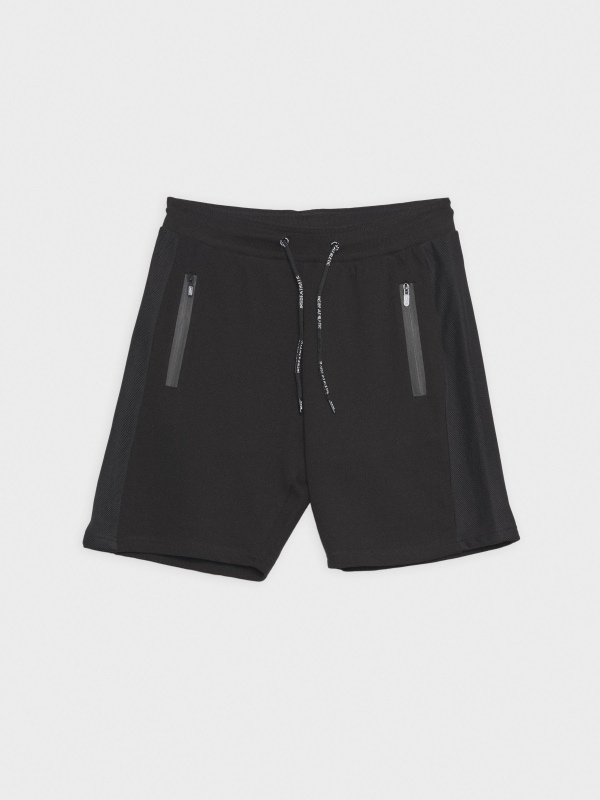 Bermuda jogger painéis combinado preto
