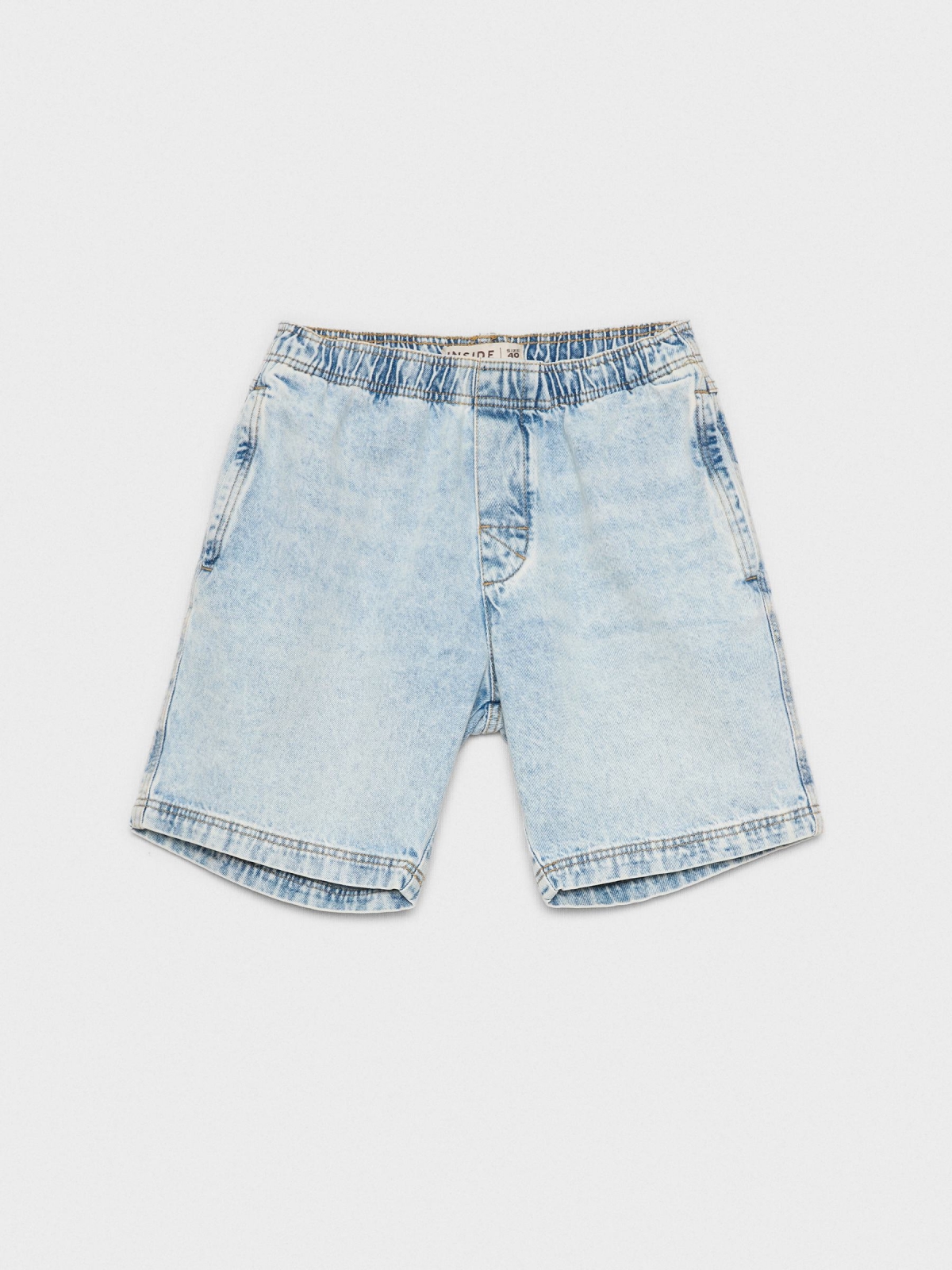  Acid washed denim bermuda shorts light blue