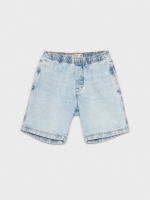 %Pto% Bermuda denim com lavagem ácida azul claro