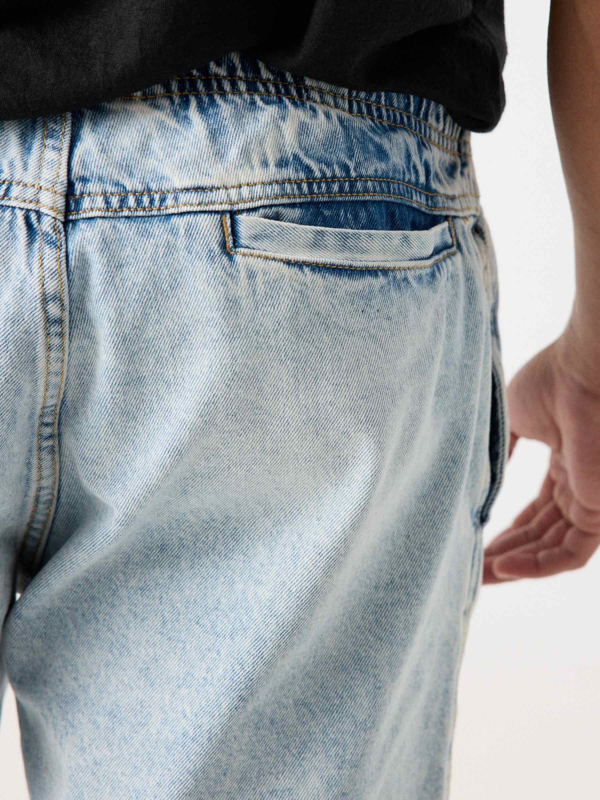 Acid washed denim bermuda shorts light blue detail view