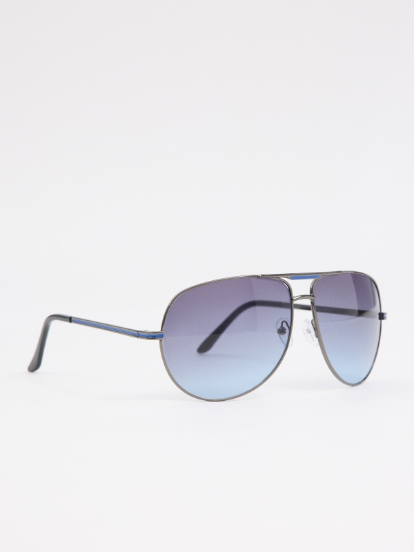 Metallic aviator sunglasses blue detail view