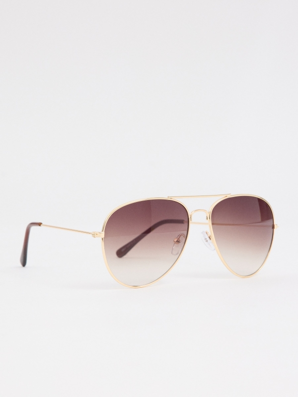 Gold frame aviator glasses golden detail view