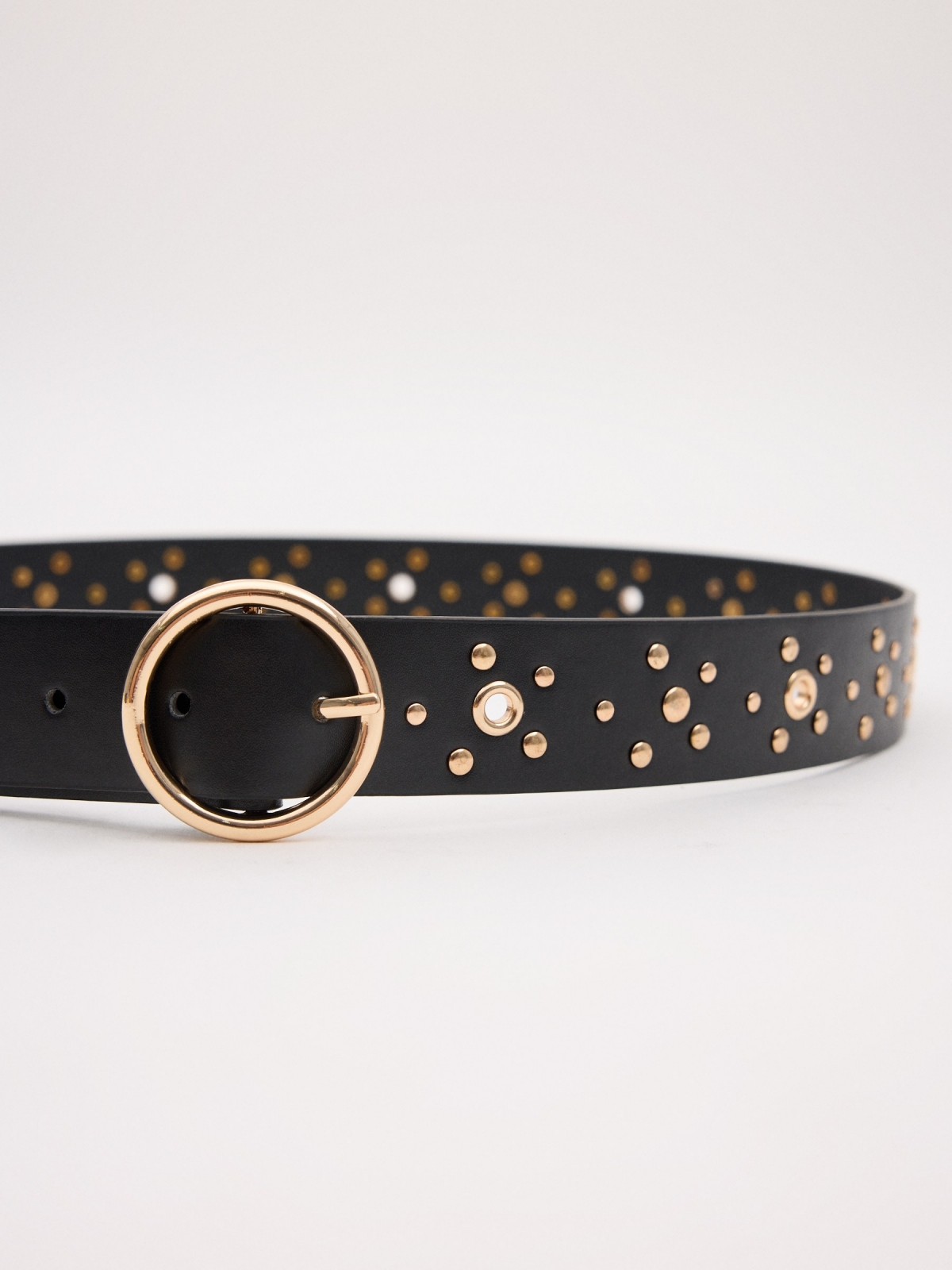 Golden details belt black buckle