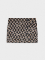 %Pto% Saia jacquard abotoada preto