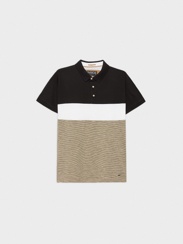  Polo color block de rayas beige