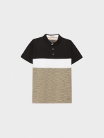 %Pto% Camisa pólo às riscas em color block bege