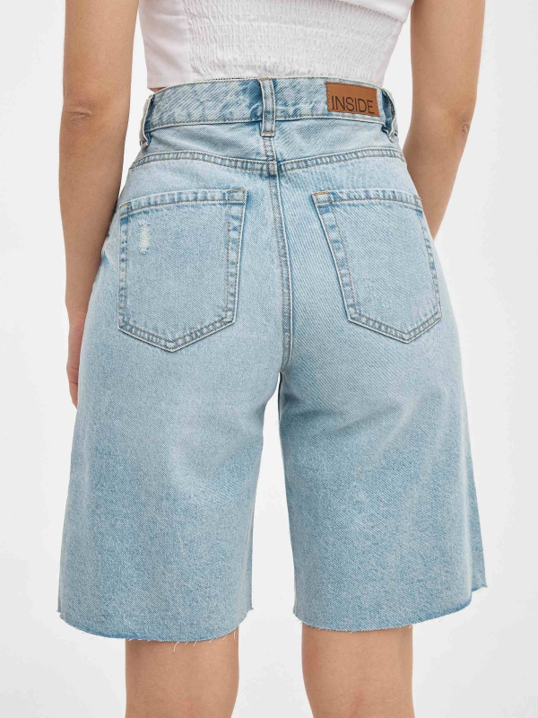 Denim high rise Bermuda shorts light blue detail view