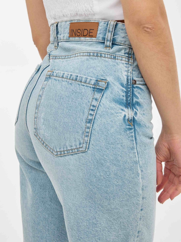 Denim high rise Bermuda shorts light blue detail view