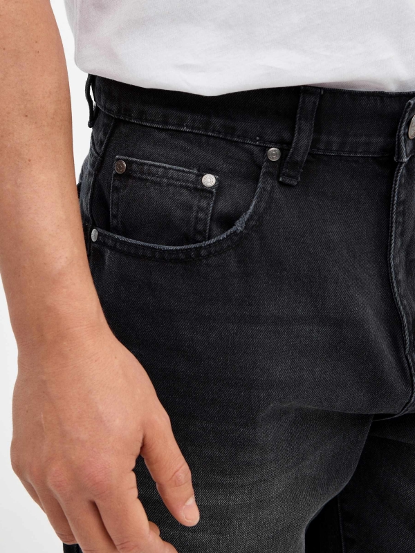 Bermudas regular denim negro negro vista detalle