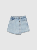 %Pto% Skort denim con botones azul claro