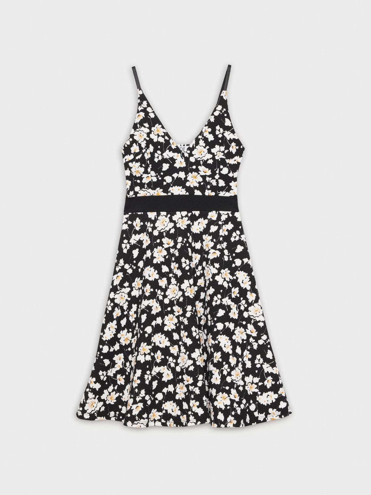  Vestido elástico print floral negro