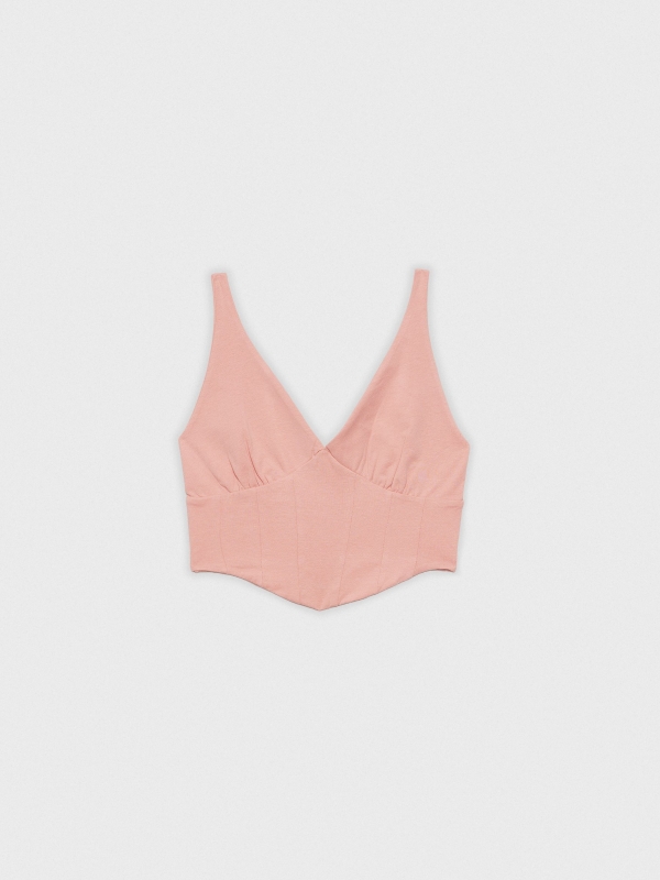  Corset style crop top salmon