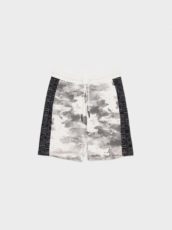  Impressão camuflada Bermudas Jogger Shorts cinza