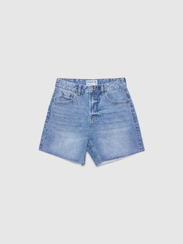  Bermuda Denim Regular Tiro Alto azul