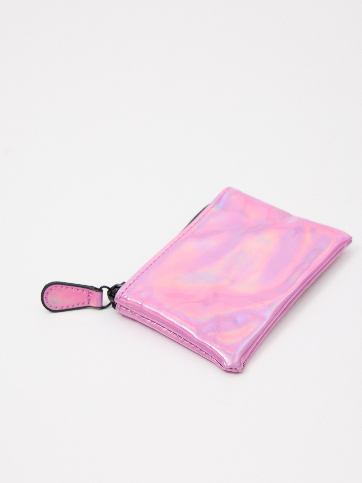 Monedero transparente rosado multicolor vista trasera